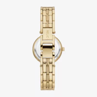 Relic By Fossil Anita Womens Crystal Accent Gold Tone Bracelet Watch Zr34627