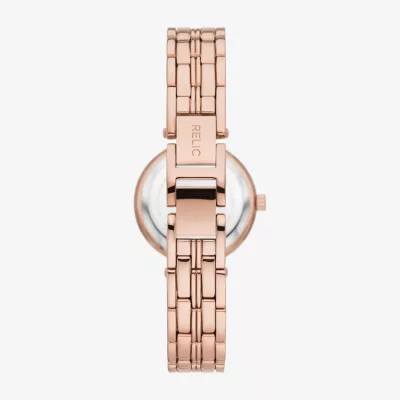 Relic By Fossil Anita Womens Crystal Accent Rose Goldtone Bracelet Watch Zr34628