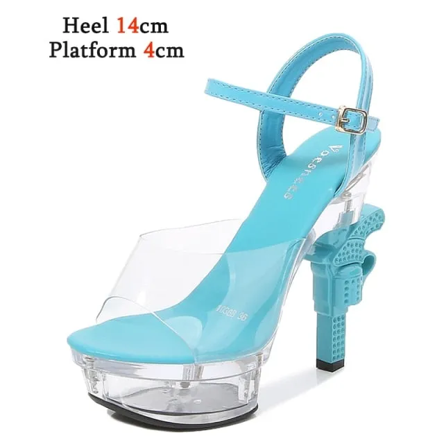 Rhinestones LED Glowing High Heel Platforms Sexy Summer Pumps for Women