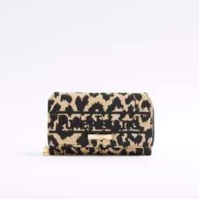 River Island Womens Beige Leopard Print Purse