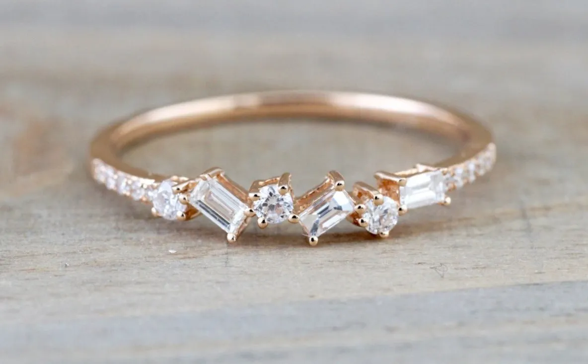 Round and Baguette Diamond Band