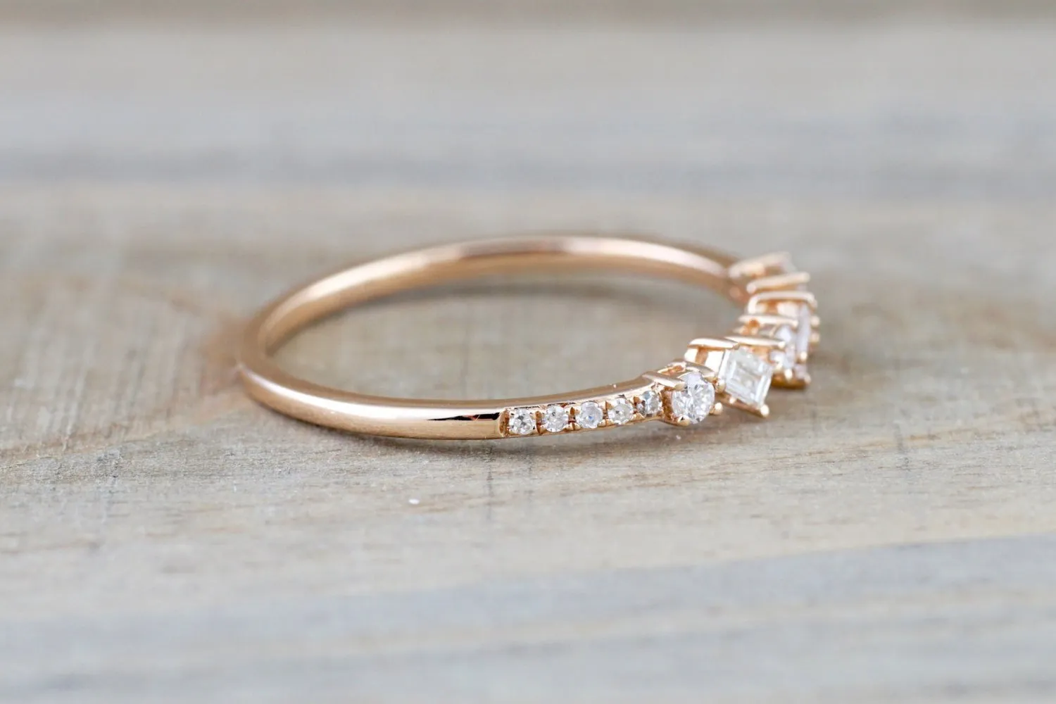 Round and Baguette Diamond Band