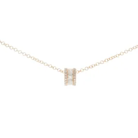 Round Baguette and Pave Diamond Rondelle Necklace