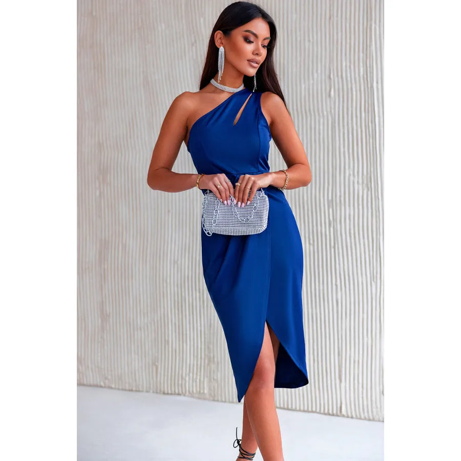 Ruched Cutout Single Shoulder Dress