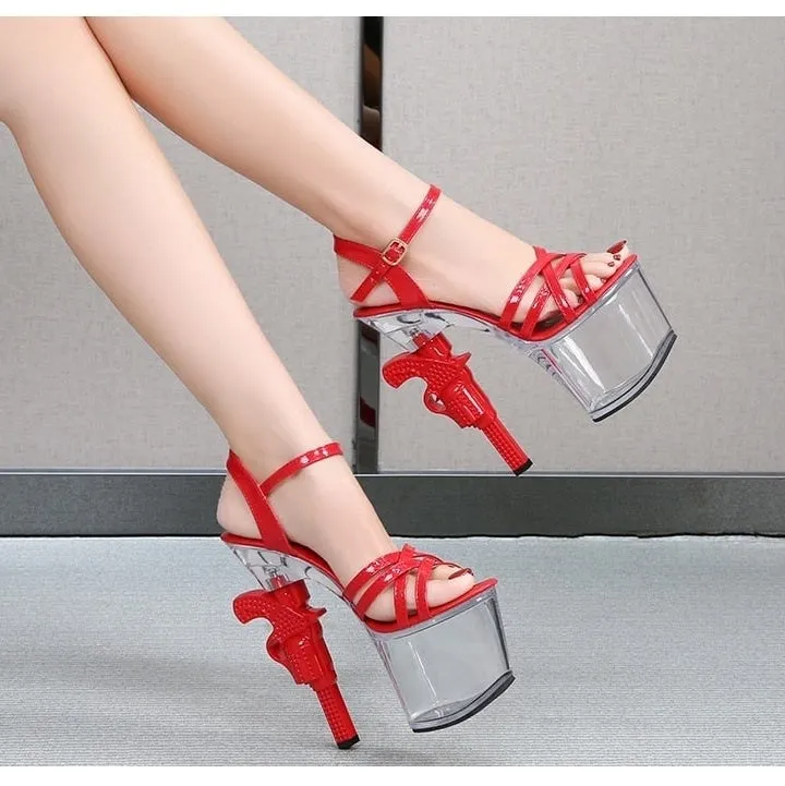 Sexy Catwalk Pumps Transparent Patent Leather High Heel Platforms for Women