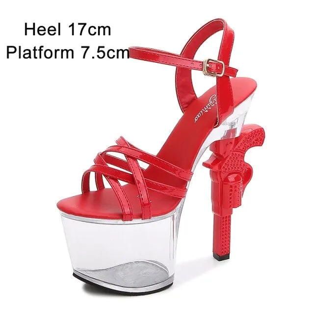 Sexy Catwalk Pumps Transparent Patent Leather High Heel Platforms for Women