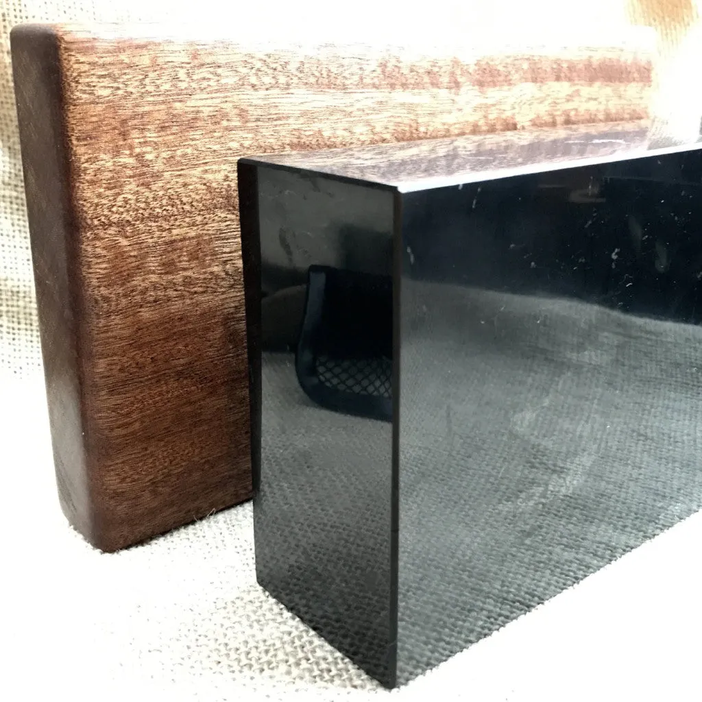 Shungite Brick, Genuine Black Shungite on Custom Mahogany Base