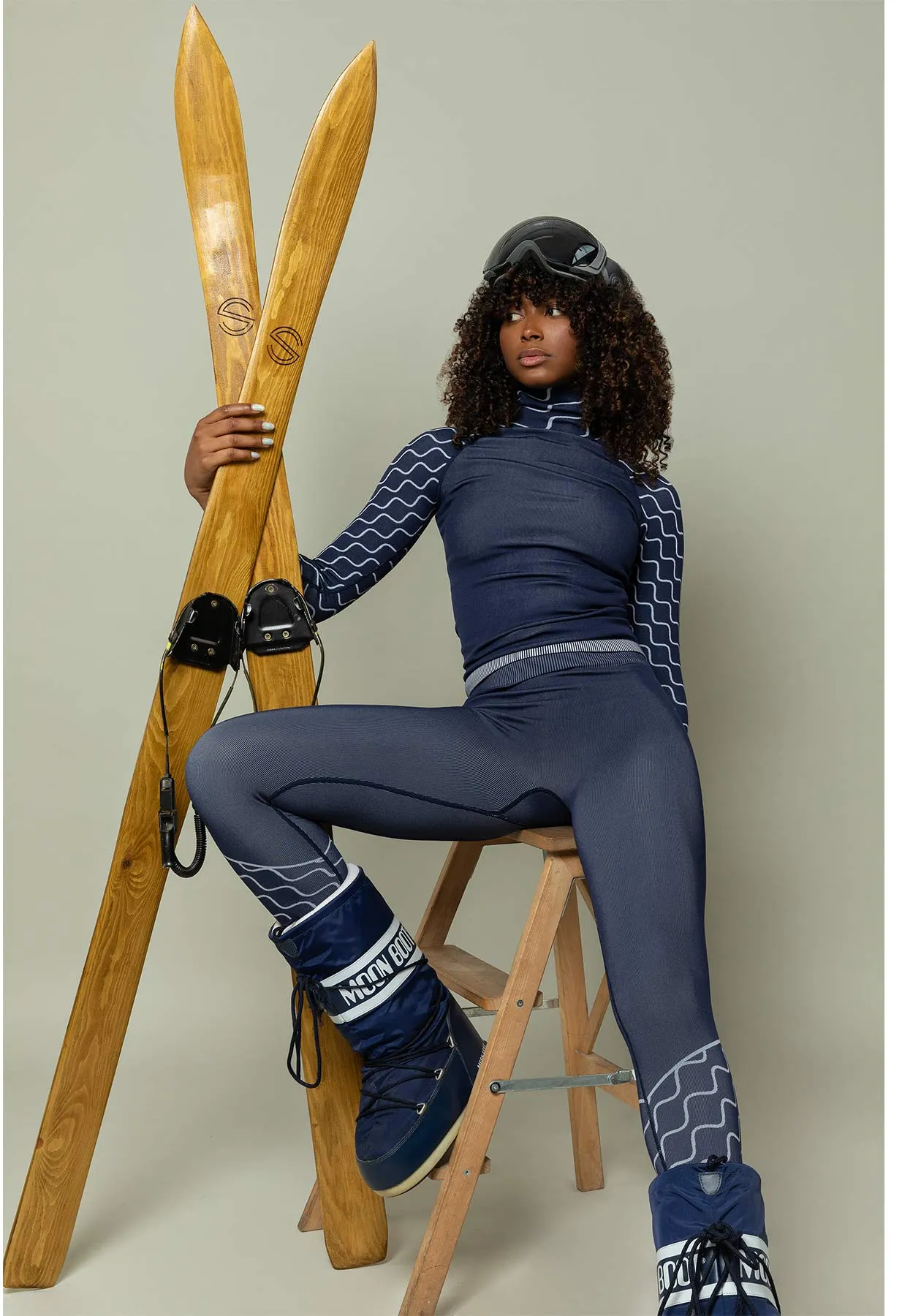 Sloobie Megeve Thermal Base Layer Leggings in Navy