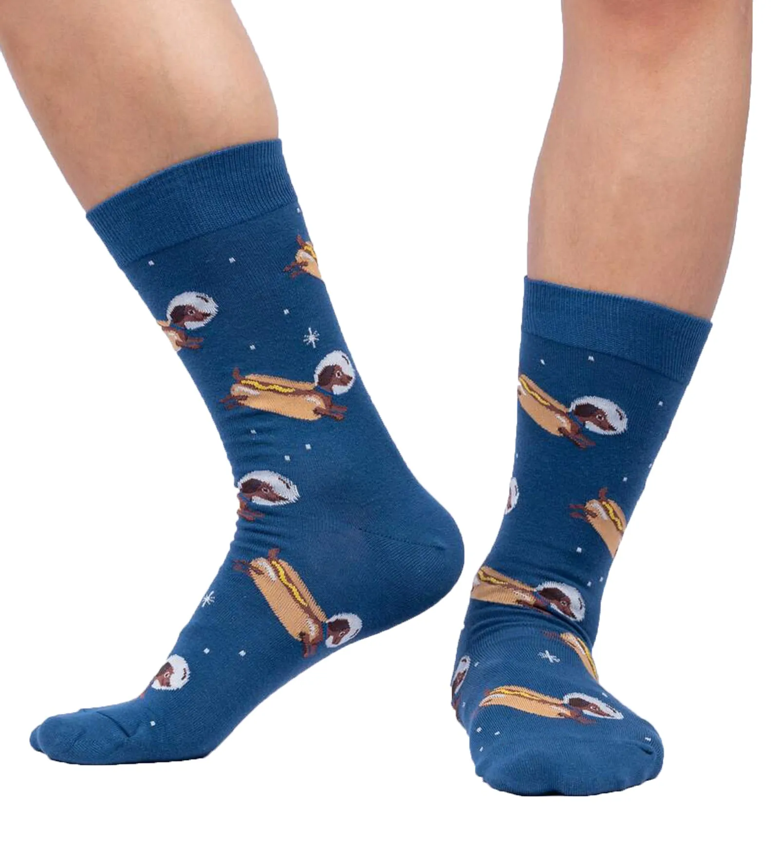 SOCK it to me Men's Crew Socks (Prints) - Weiner Dogs, In Space!