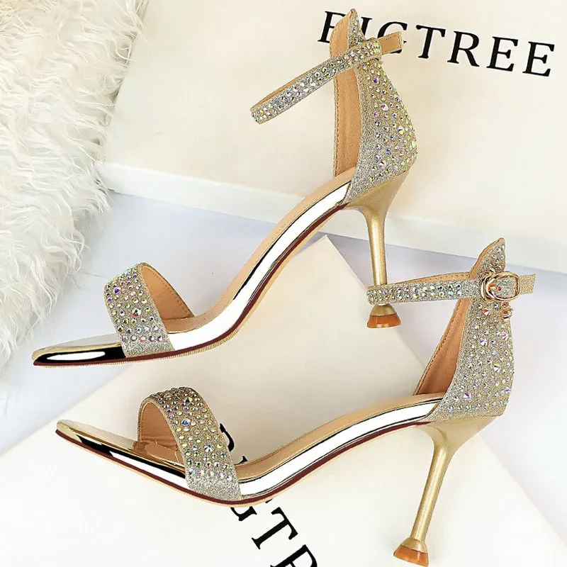 Sparkle Sequins Stiletto Heels Summer Women Sandals