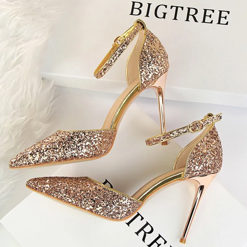 Sparkle Sequins Stiletto Heels Summer Women Sandals