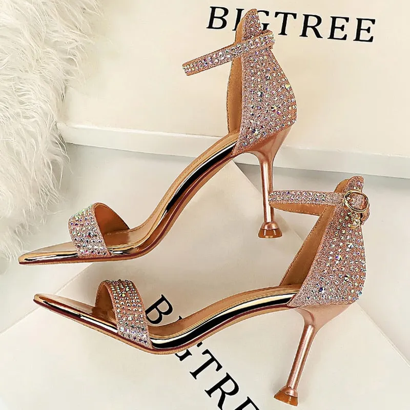 Sparkle Sequins Stiletto Heels Summer Women Sandals