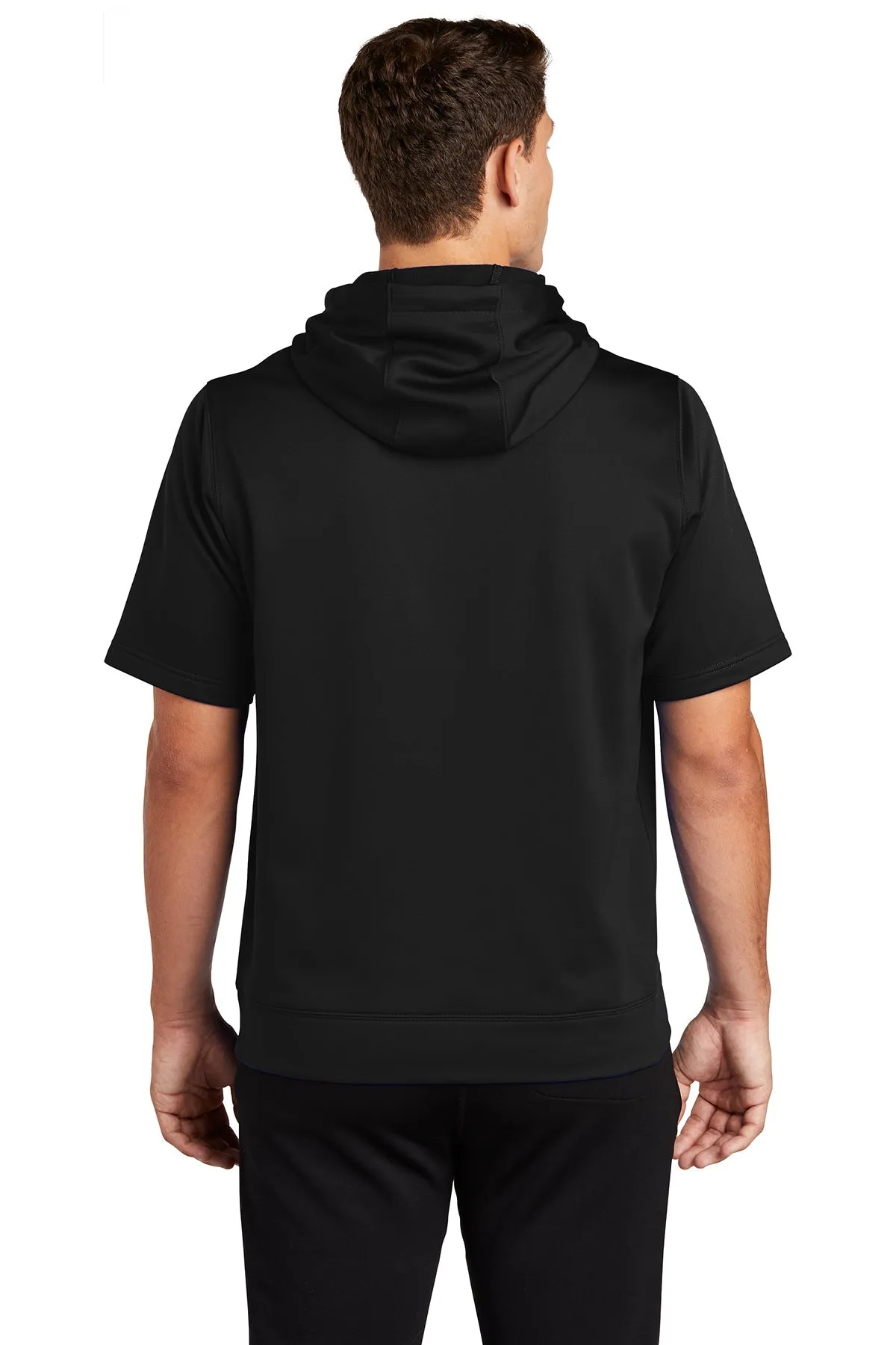 Sport-Tek Sport-Wick Fleece Short Sleeve Hooded Custom Pullovers, Black