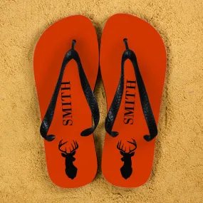 Stag Design Personalised Flip Flops in Orange