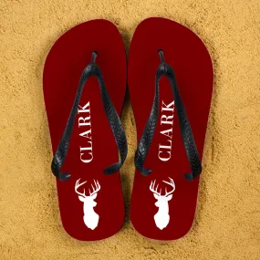 Stag Design Personalised Flip Flops in Red