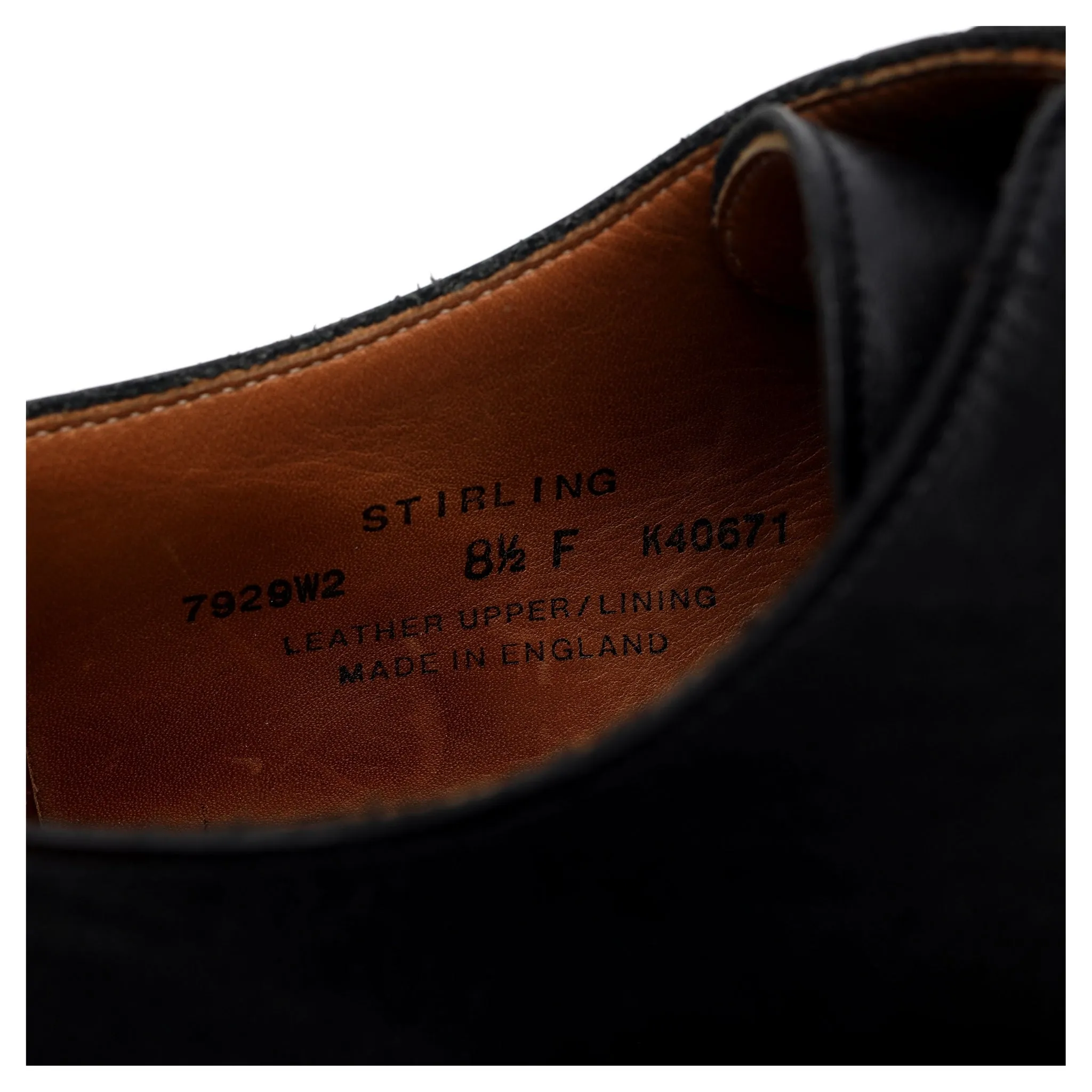 'Stirling' Black Leather Derby UK 8.5 F