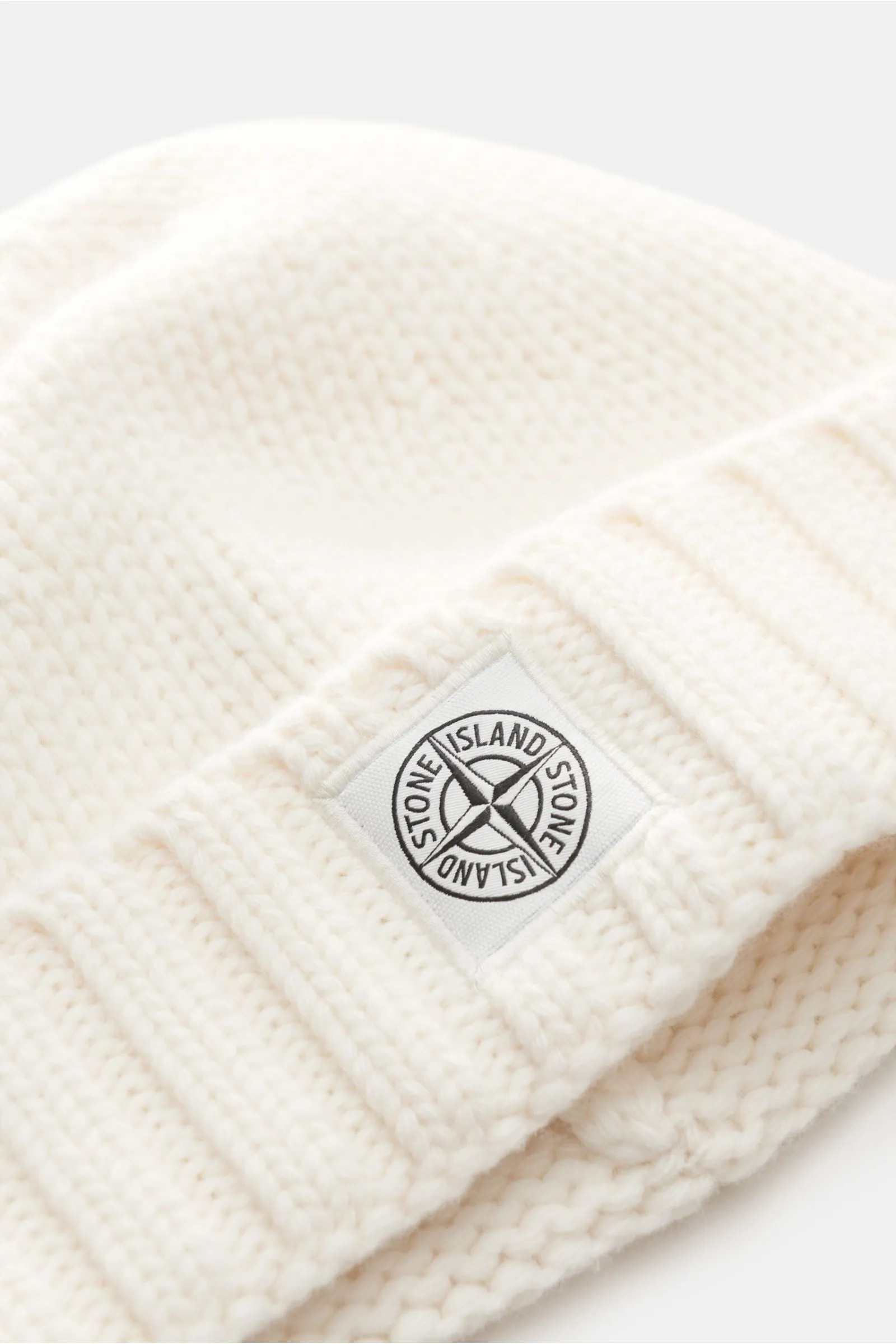 STONE ISLAND Wool beanie cream