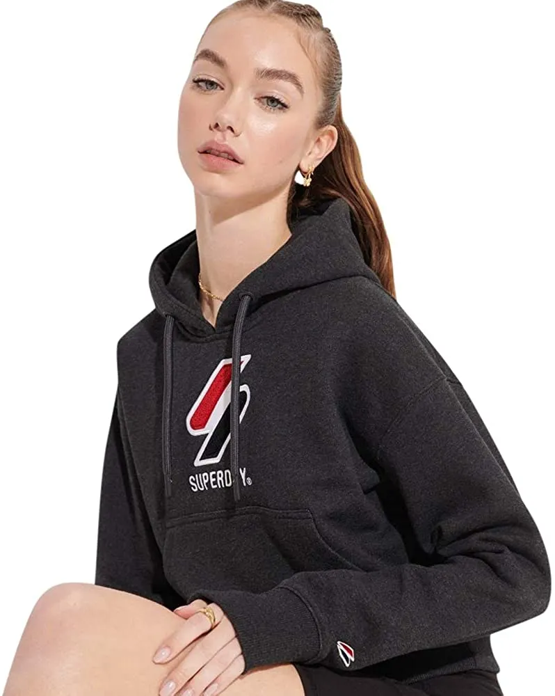 Superdry Women's Cropped Sportstyle Classic Boxy Hooded Sweatshirt