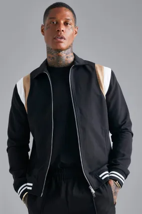 Tailored Collared Varsity Bomber Jacket