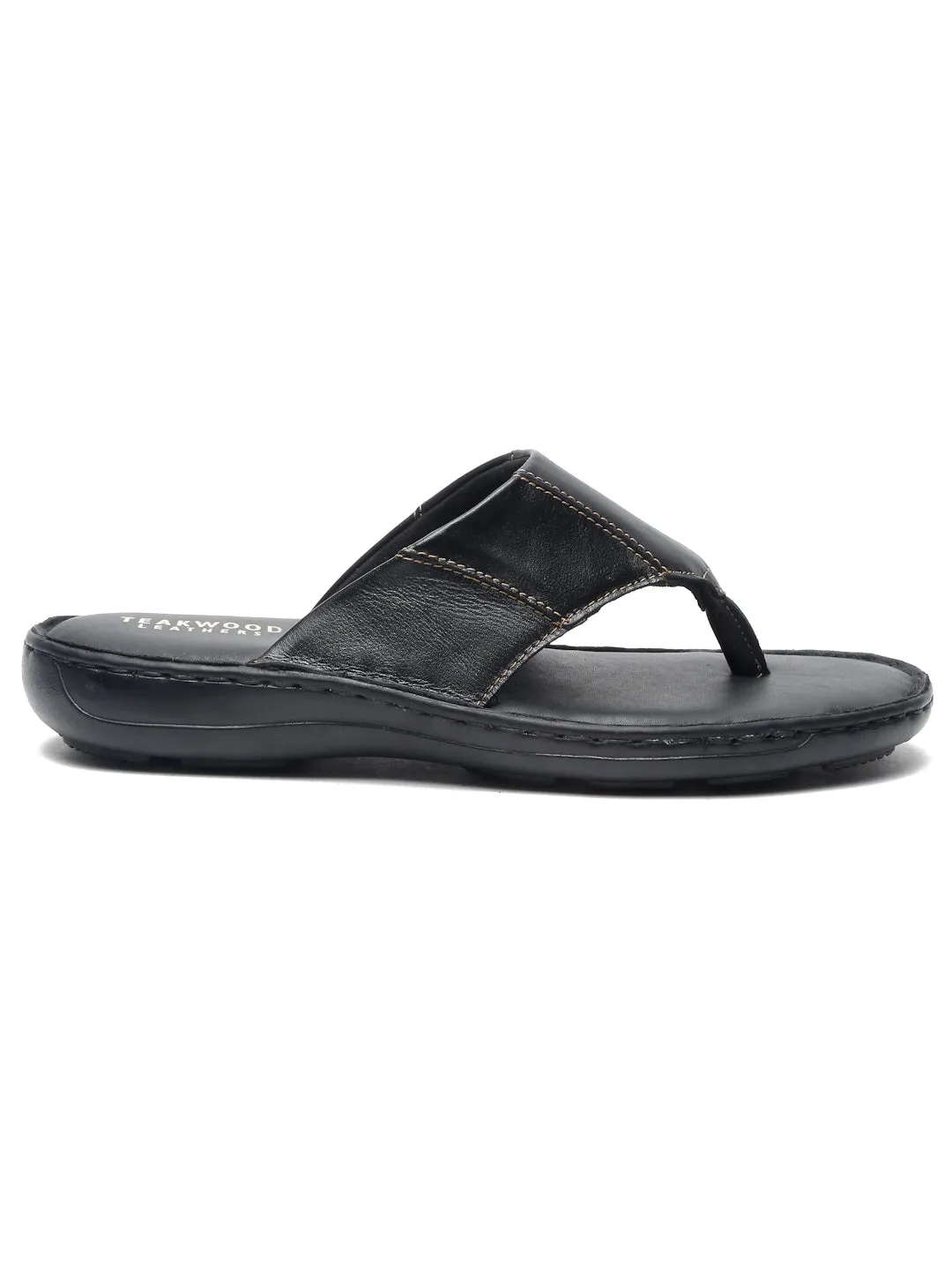 Teakwood Leather Men Leather Black Thong Flip-Flop