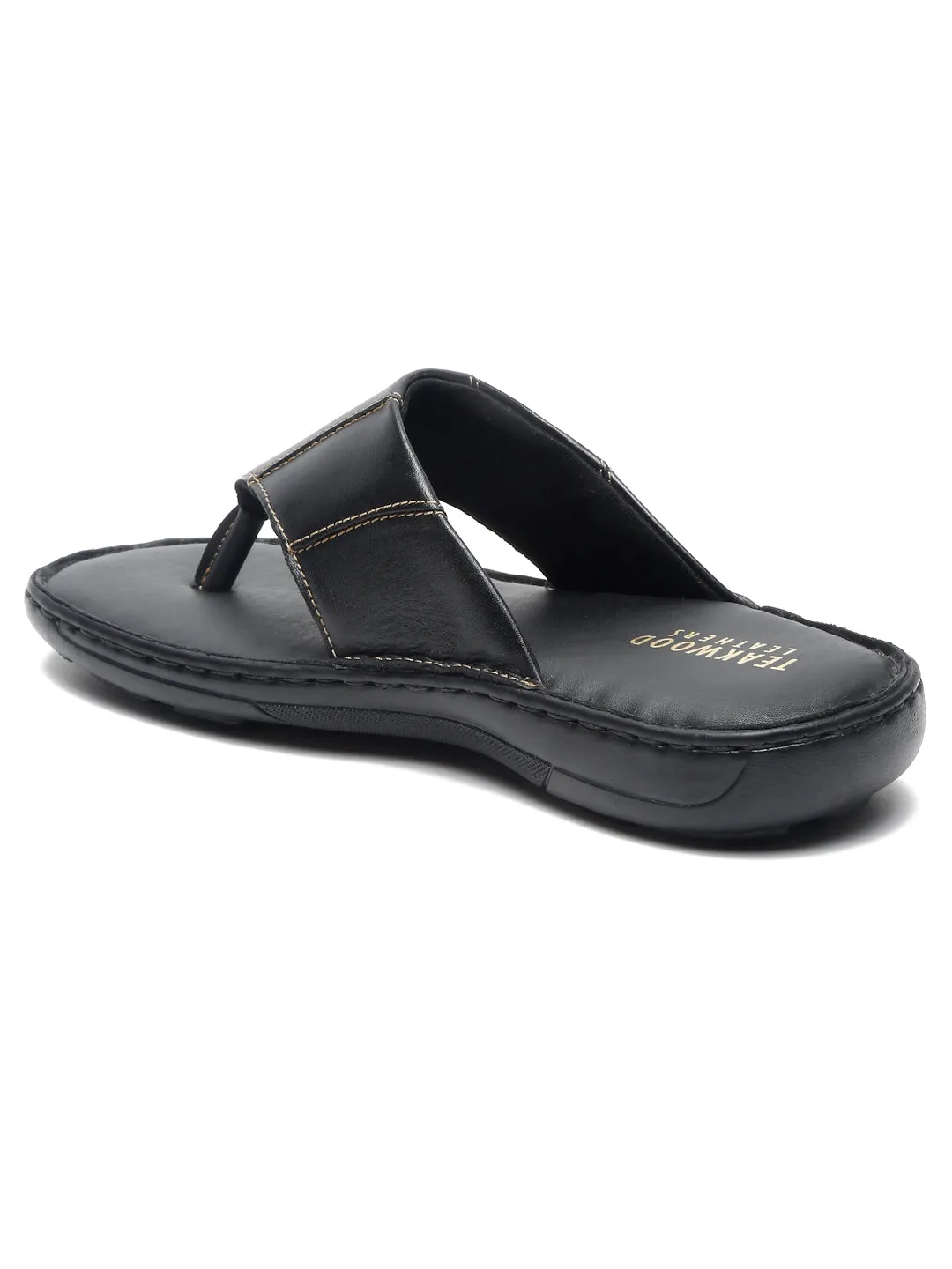 Teakwood Leather Men Leather Black Thong Flip-Flop