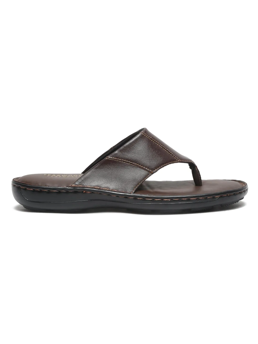 Teakwood Men Leather Brown Thong Flip-Flop