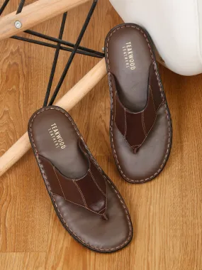 Teakwood Men Leather Brown Thong Flip-Flop