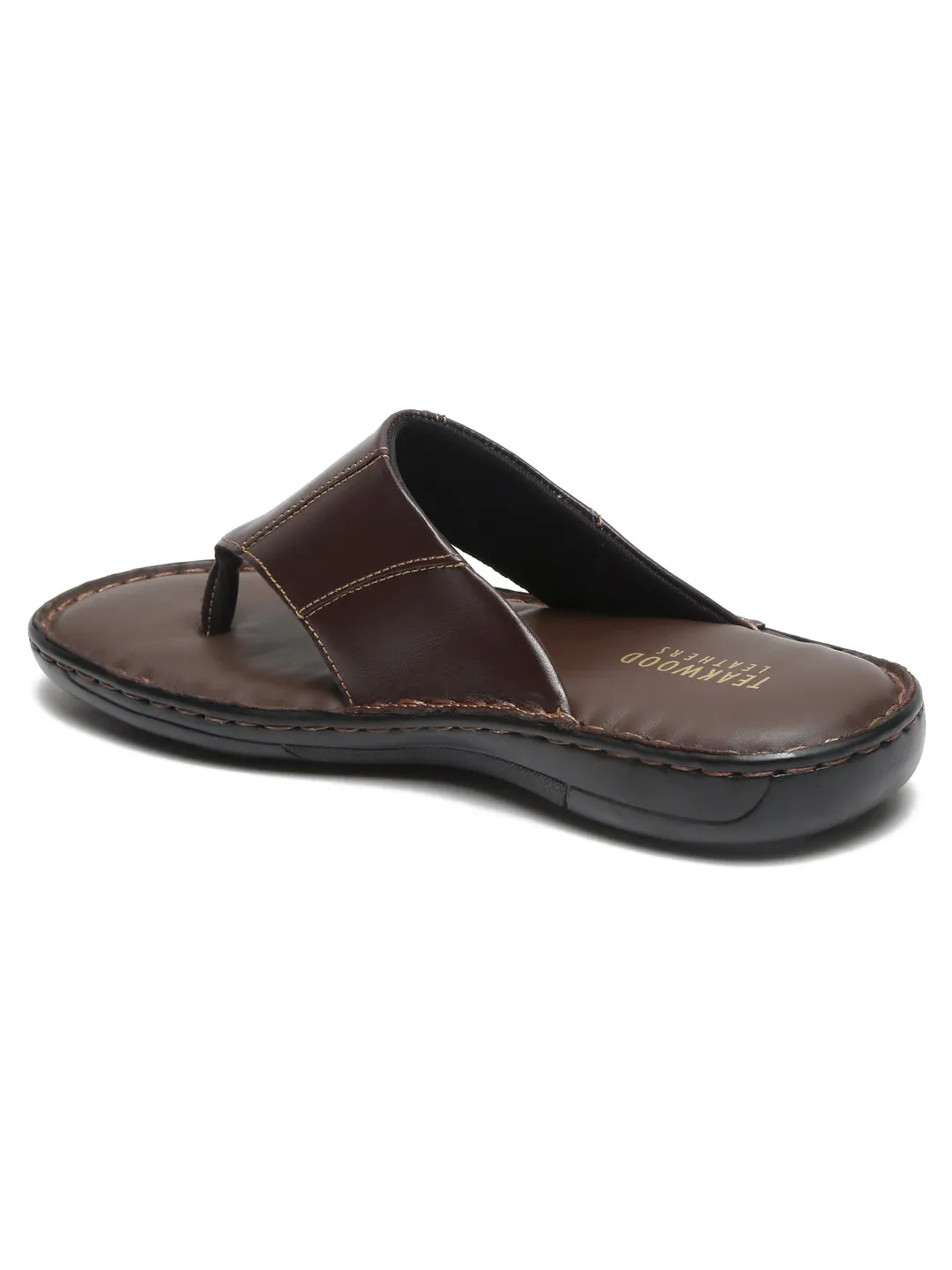 Teakwood Men Leather Brown Thong Flip-Flop