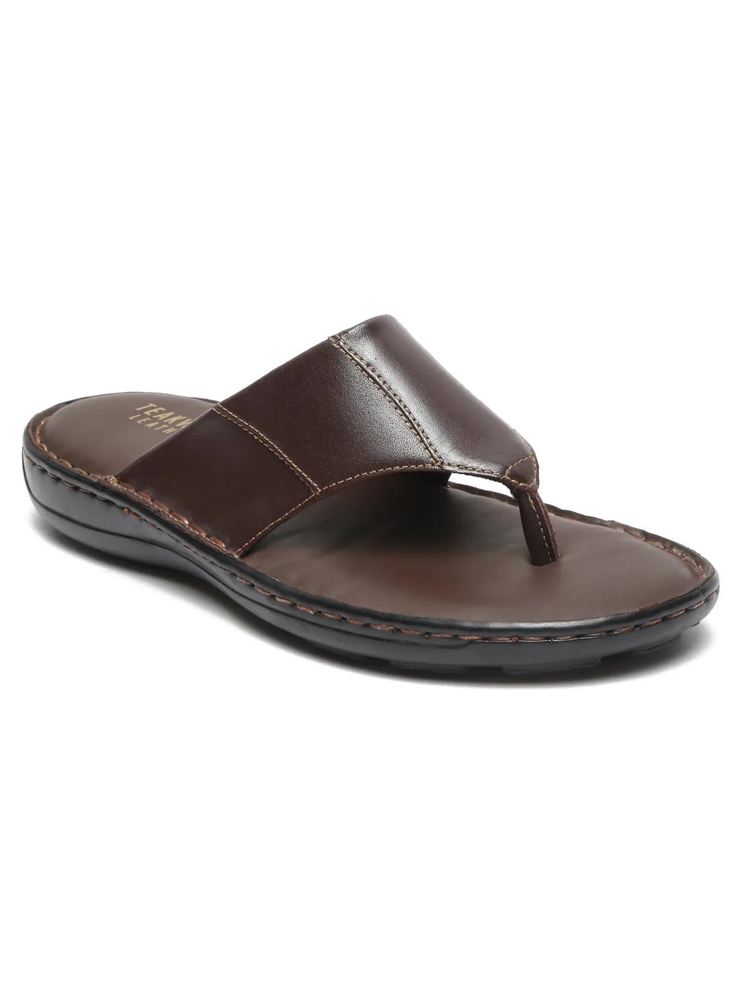 Teakwood Men Leather Brown Thong Flip-Flop