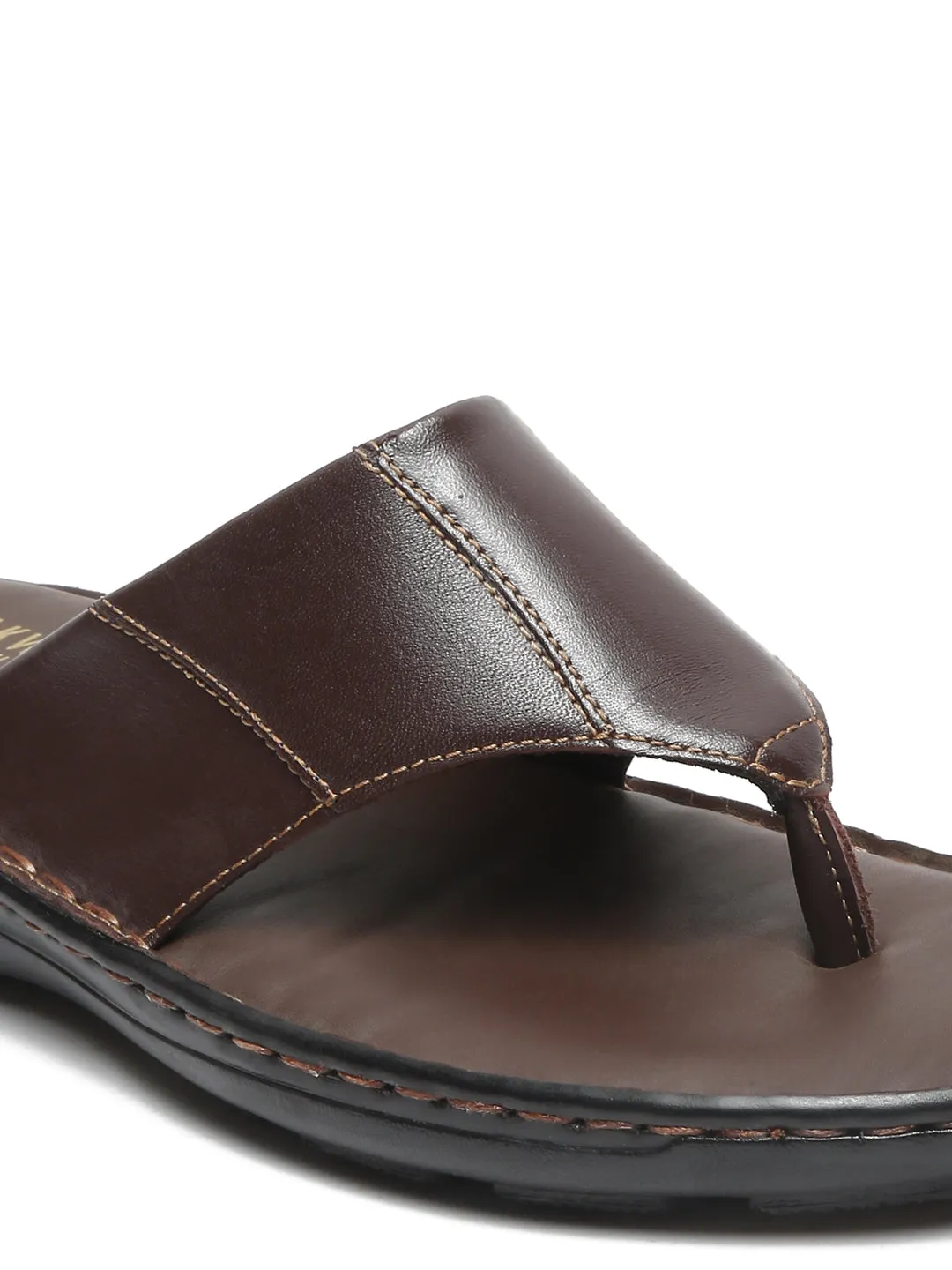 Teakwood Men Leather Brown Thong Flip-Flop