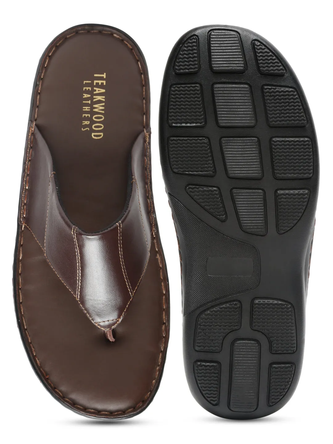 Teakwood Men Leather Brown Thong Flip-Flop