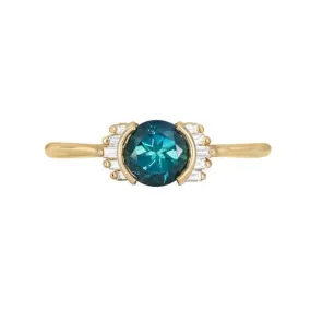 Teal Sapphire Baguette Ring