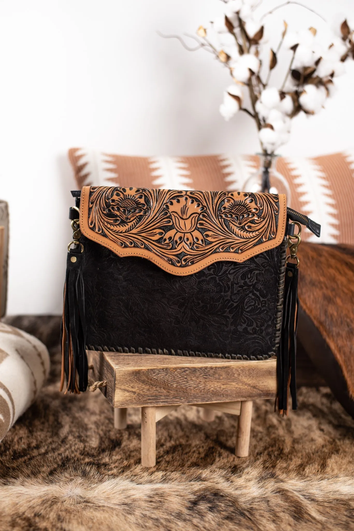 The Huston Tooled Leather Purse