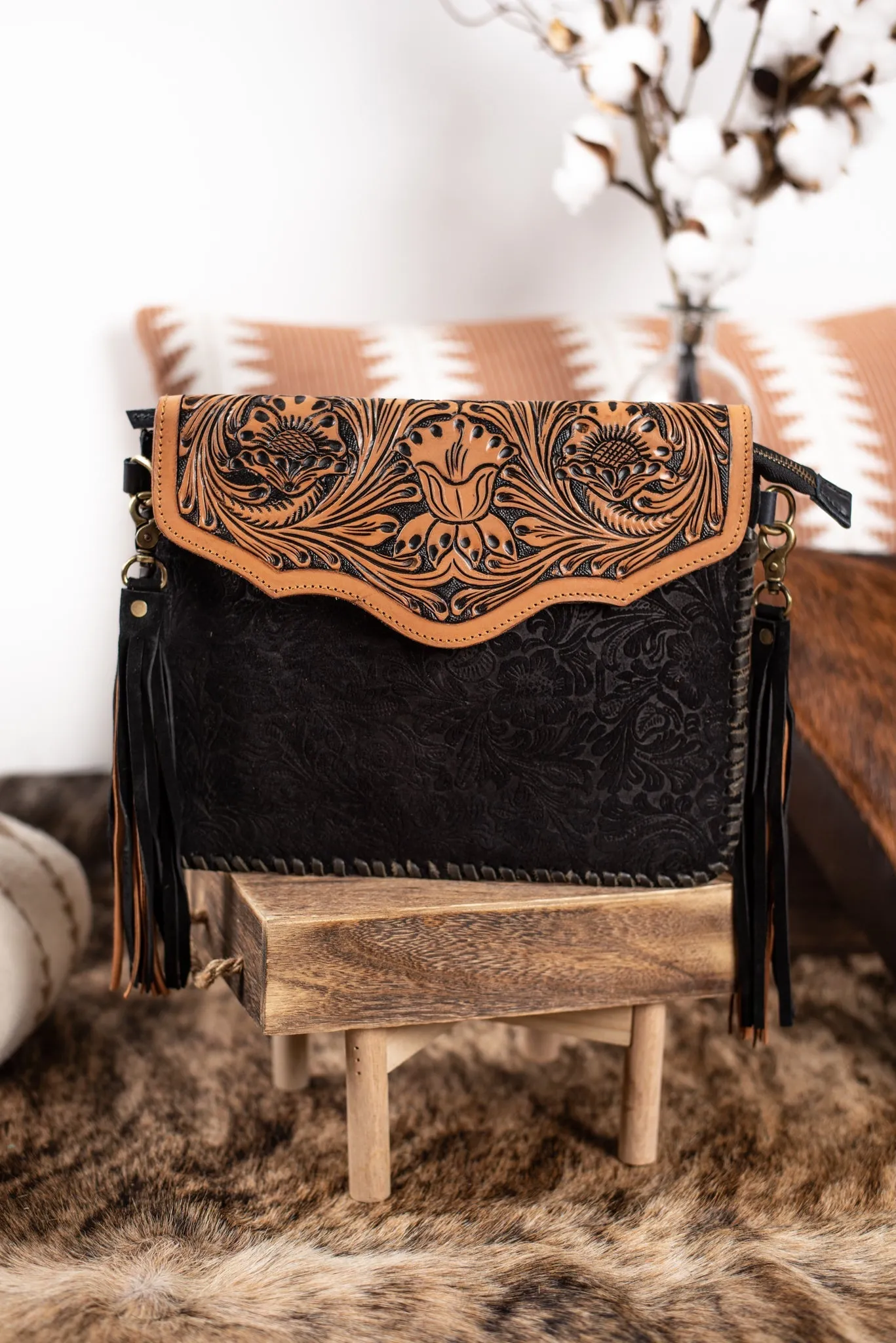 The Huston Tooled Leather Purse