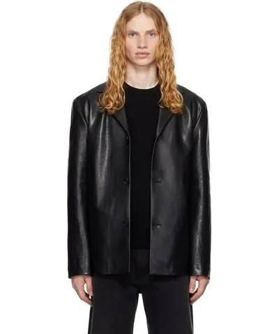 The Row Black Brodie Leather Jacket