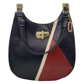 Tommy Hilfiger Navy Leather Curved Shoulder Bag