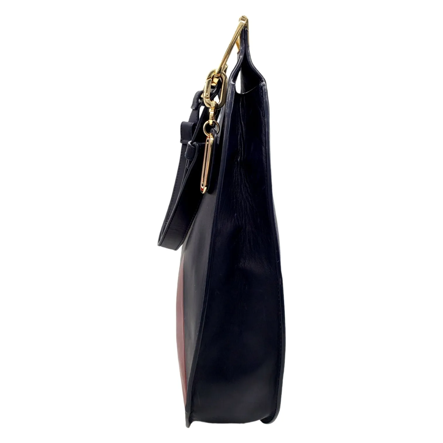 Tommy Hilfiger Navy Leather Curved Shoulder Bag