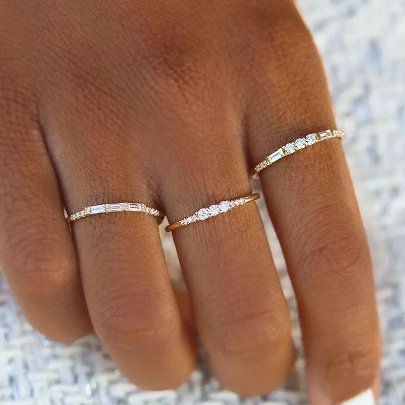 Triple Baguette and Pave Diamond Band