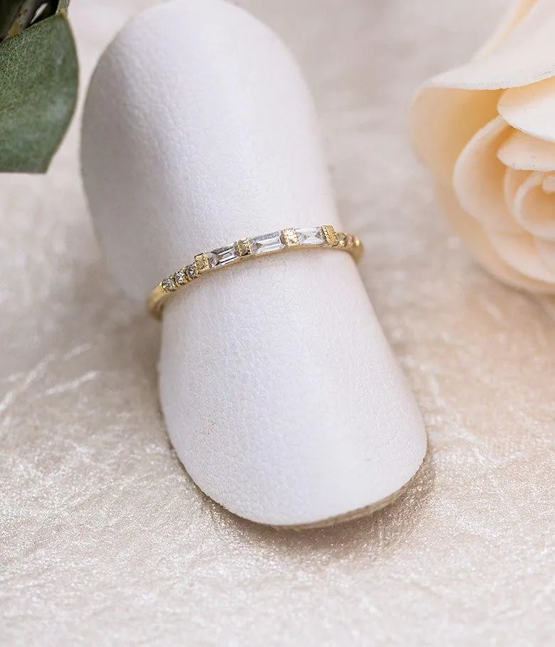 Triple Baguette and Pave Diamond Band