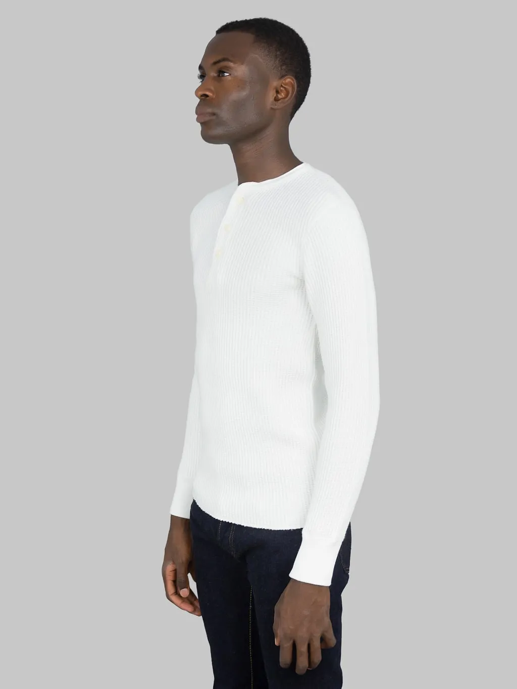 UES Thermal Big Waffle Henley T-Shirt Off White