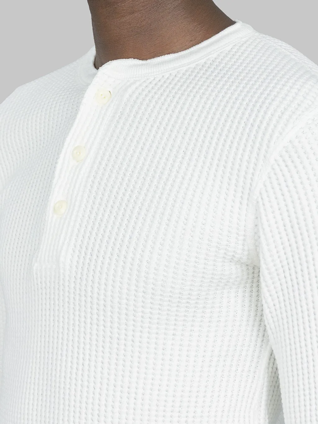 UES Thermal Big Waffle Henley T-Shirt Off White