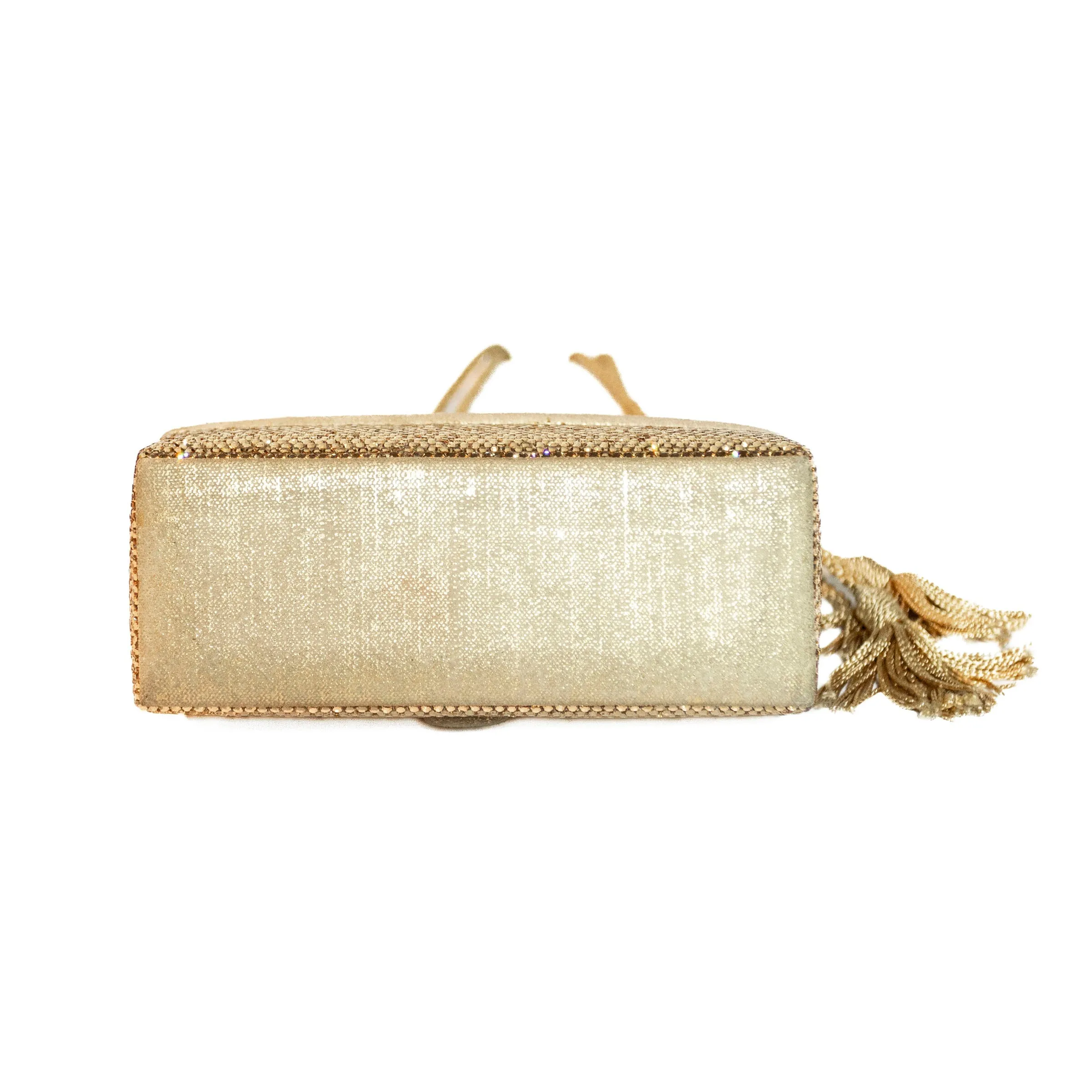 Vintage Gold Suede and Crystal Embellished Minaudière