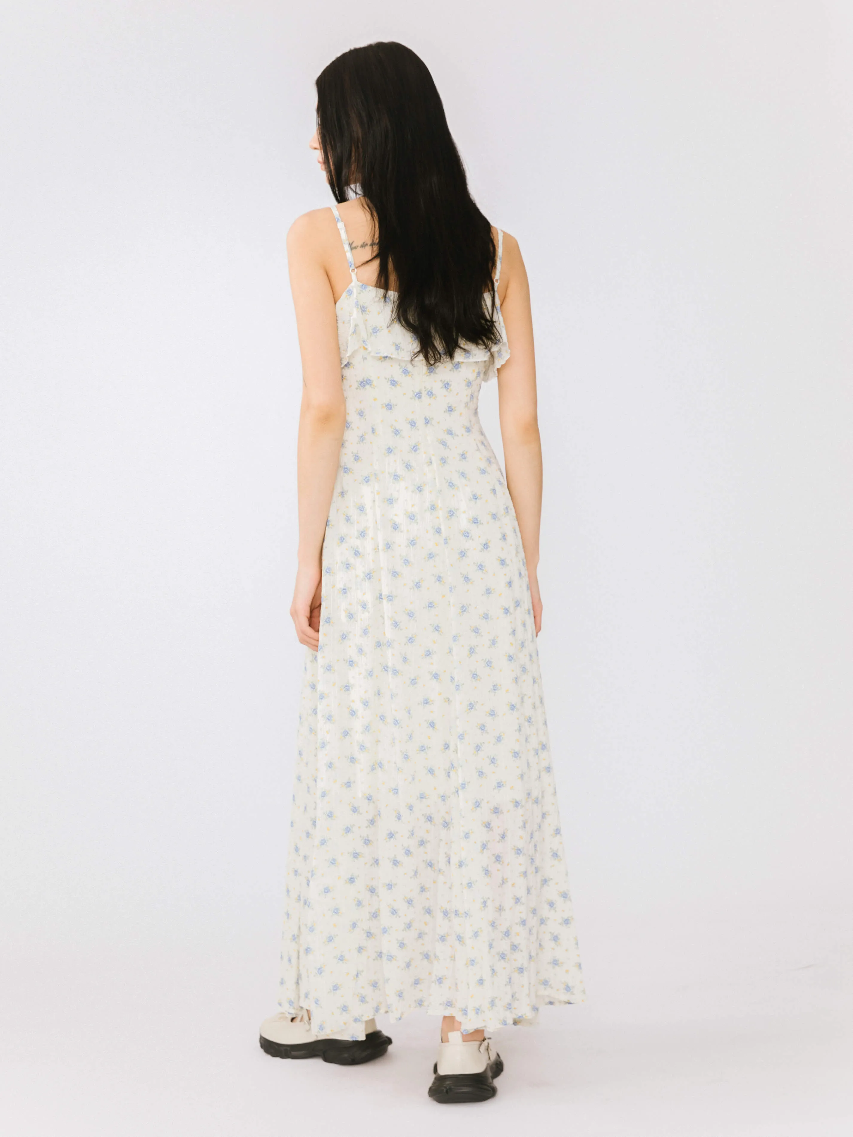 Waist Gathered Floral Sling Dress