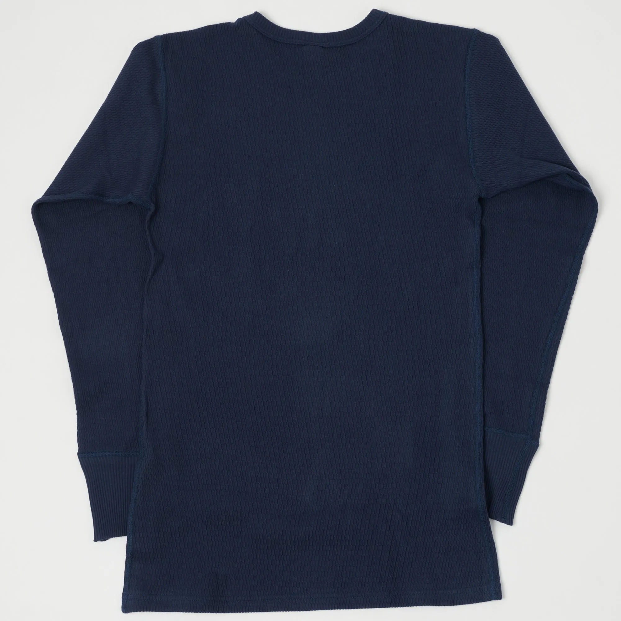 Warehouse 5903 LS Waffle Knit Crew Neck Tee - Navy