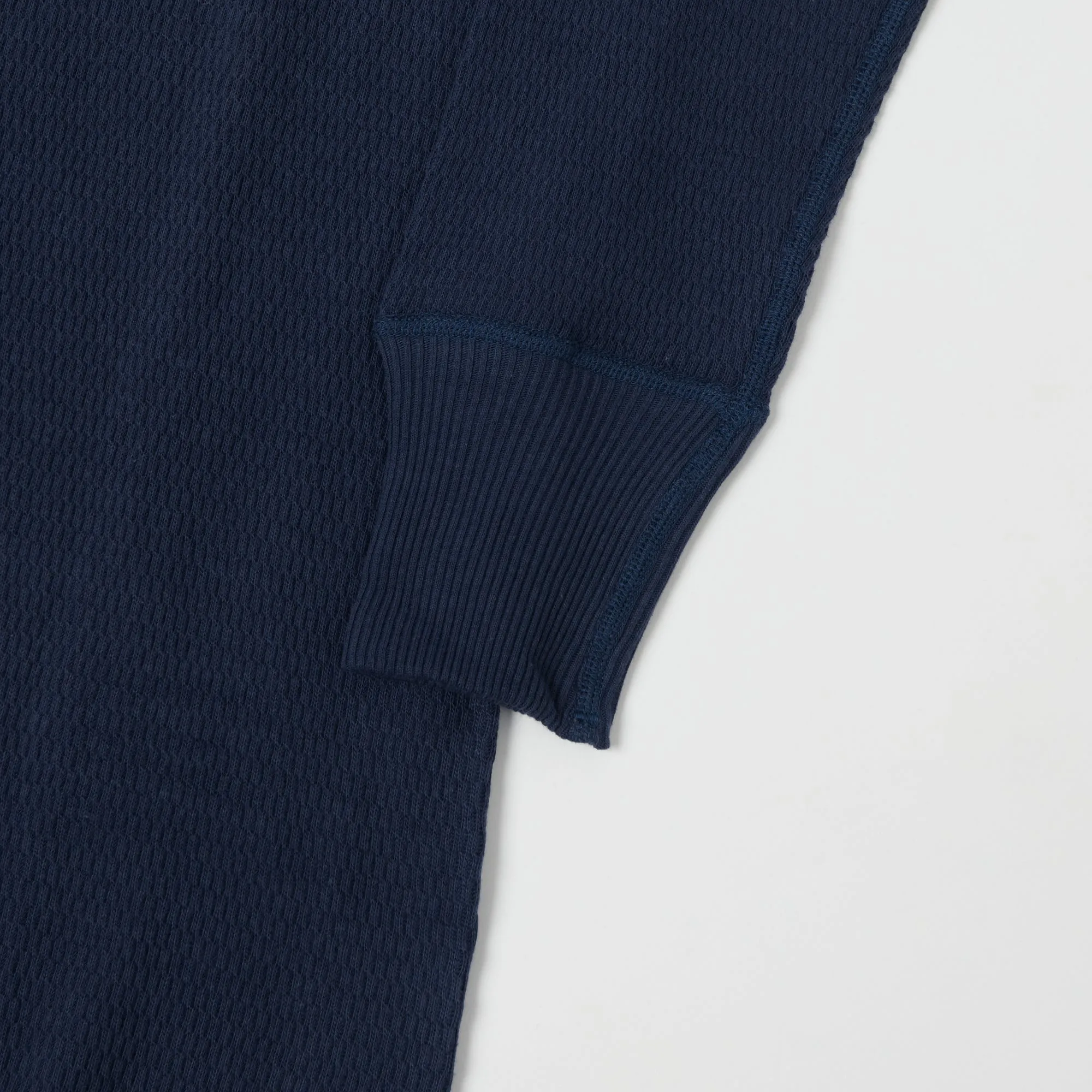 Warehouse 5903 LS Waffle Knit Crew Neck Tee - Navy