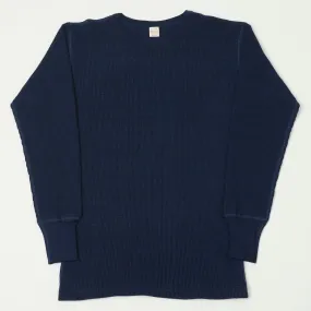 Warehouse 5911 LS Waffle Knit Crew Neck Tee - Indigo