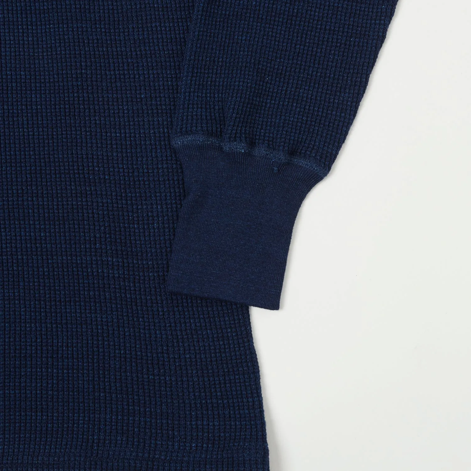 Warehouse 5912 L/S Waffle Knit Henley - Indigo