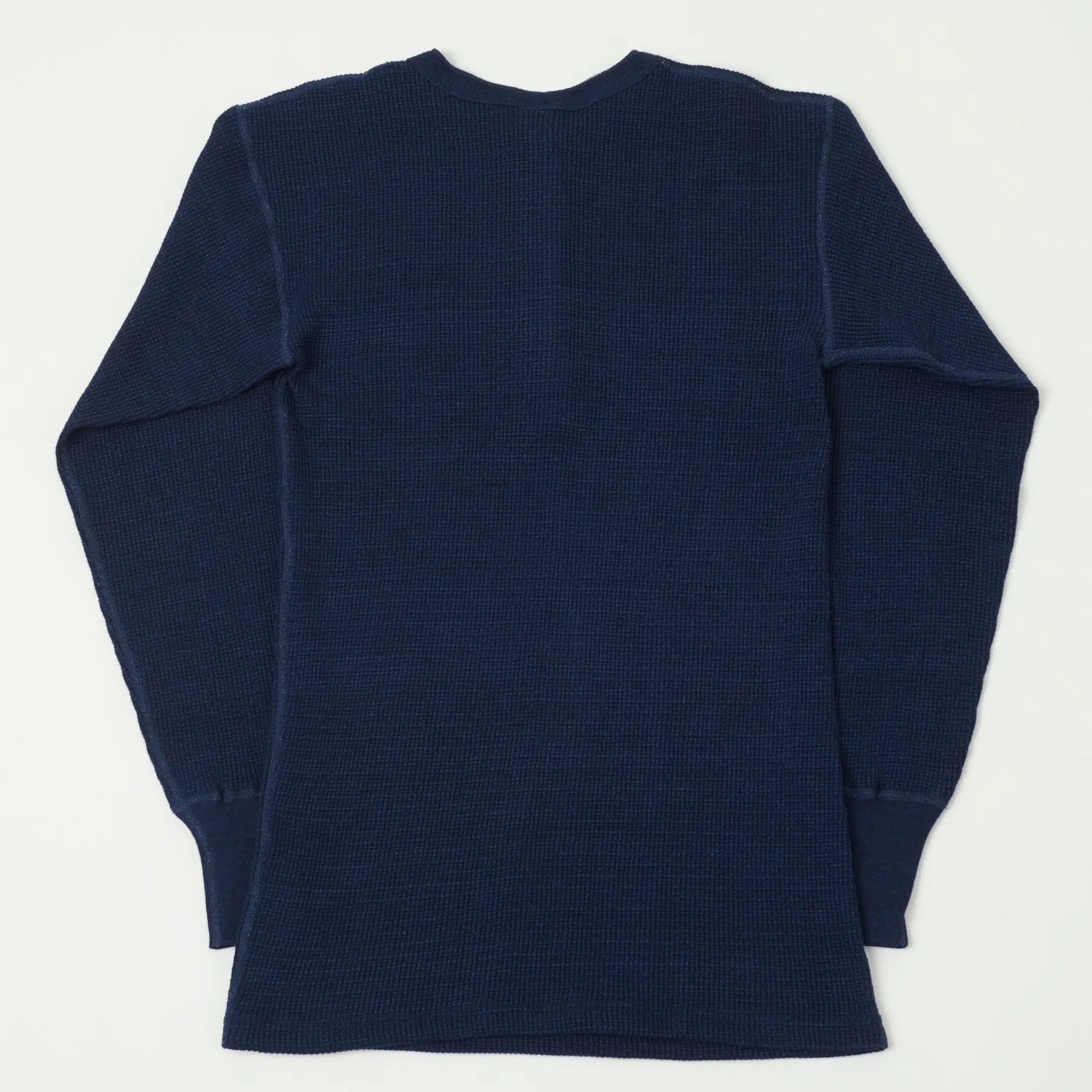 Warehouse 5912 L/S Waffle Knit Henley - Indigo