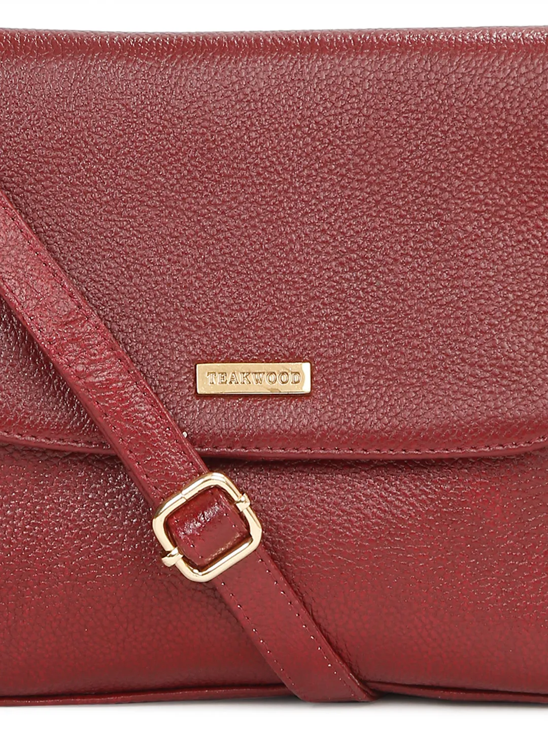 Women Red Texture Leather Sling bag