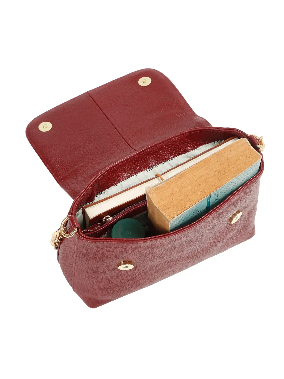 Women Red Texture Leather Sling bag